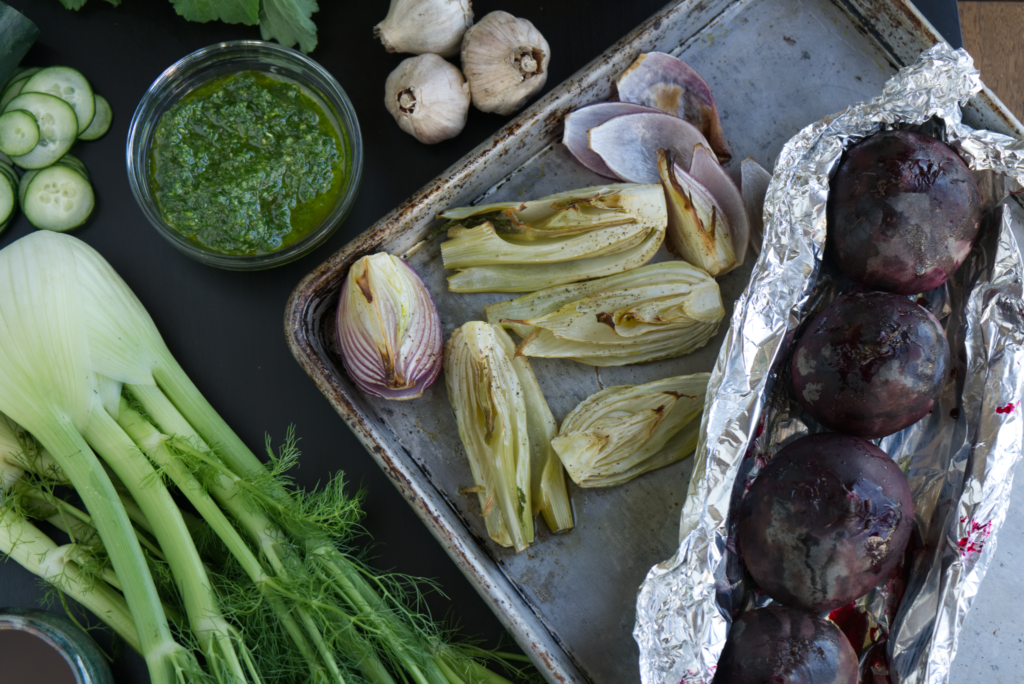 Beet & Fennel Gazpacho with Broccoli Rabe Pesto Andy Boy