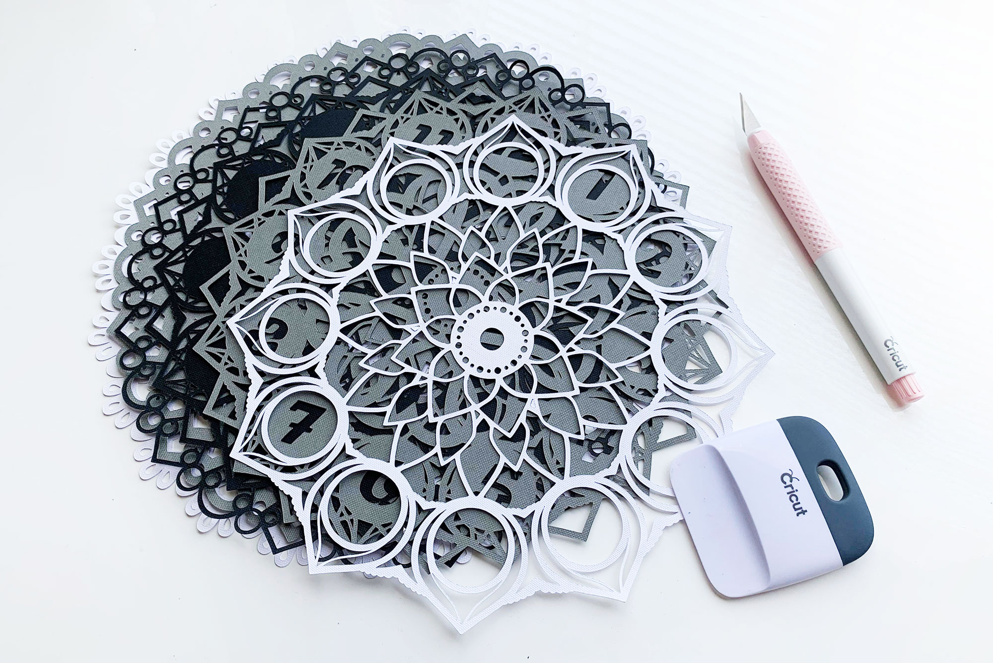 DIY 3D Layered Mandala Clock with Card Stock and Cricut Angela Ricardo