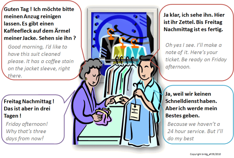 Bilingual dialogue At the dry cleaner's German
