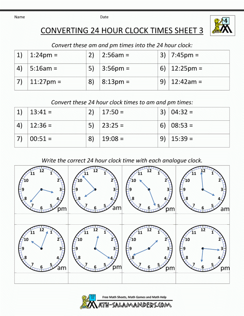 Clock Angles Worksheets