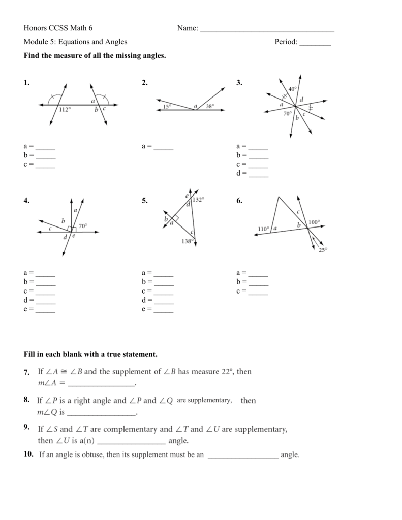 Finding Missing Angles Worksheet Answers Key - Angleworksheets.com