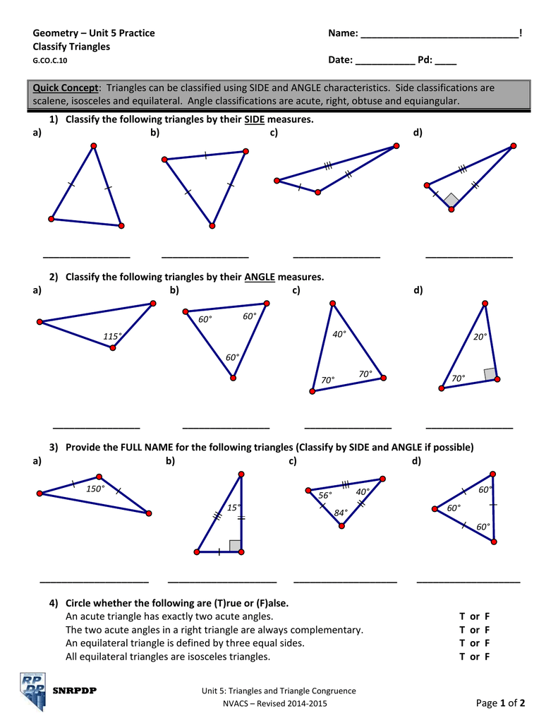 Name Triangles By Their Sides And Angles Worksheet - Angleworksheets.com