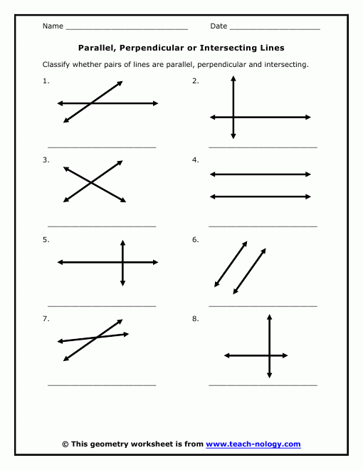 Geometry Angles Formed By Intersecting Lines Worksheet