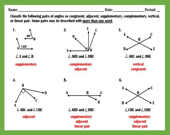 Types Of Angles Practice Worksheet Answer Key - Angleworksheets.com