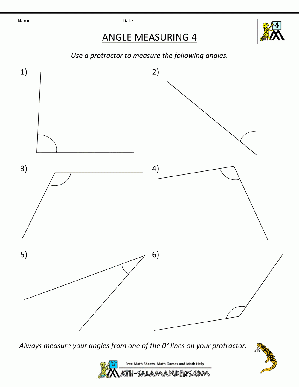 Measuring Angles Worksheet 4th Grade - Angleworksheets.com