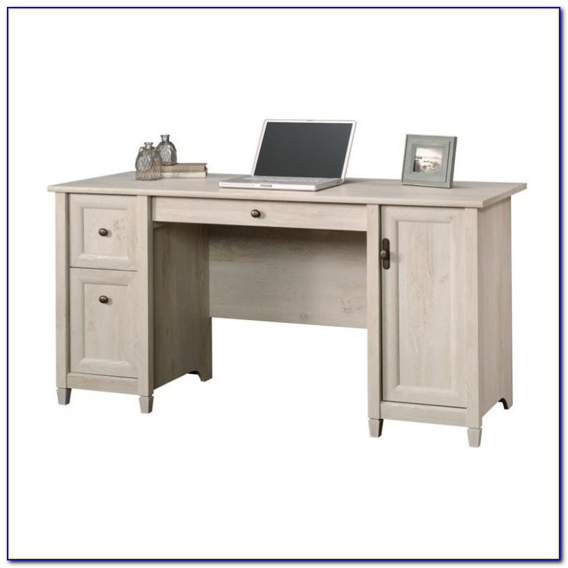 Sauder Edge Water Computer Desk With Hutch In Chalked Chestnut Desk