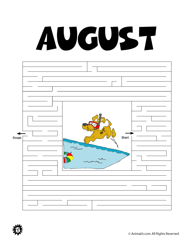 Animal Jr. Printable Maze for August