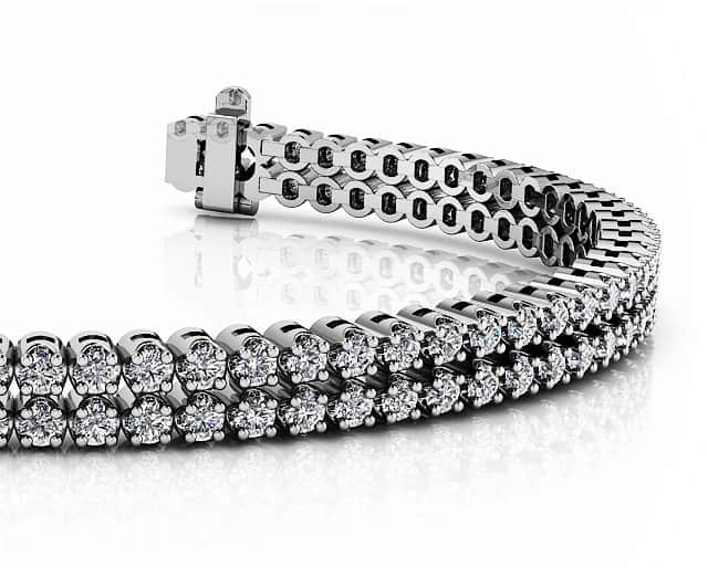 Opulent Double Row Diamond Tennis Bracelet In 14K 18K White Yellow Gold
