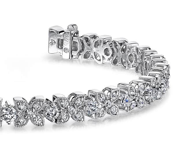 Flower Diamond Bracelet In White Gold Yellow Gold And Platinum