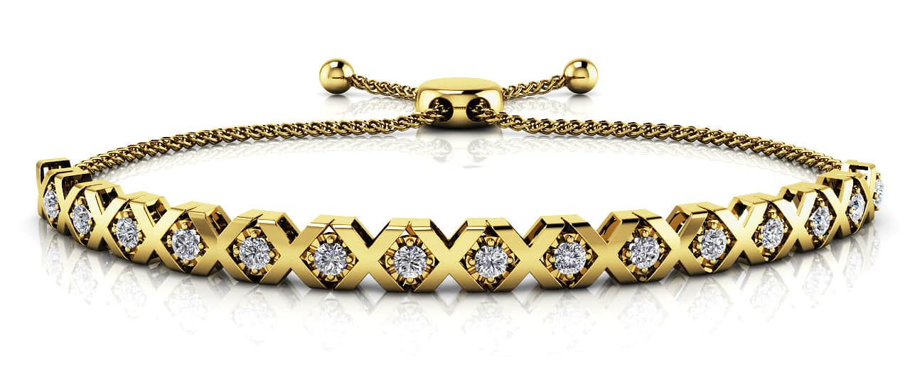Adjustable Xoxo Diamond Bracelet In Gold Or Platinum