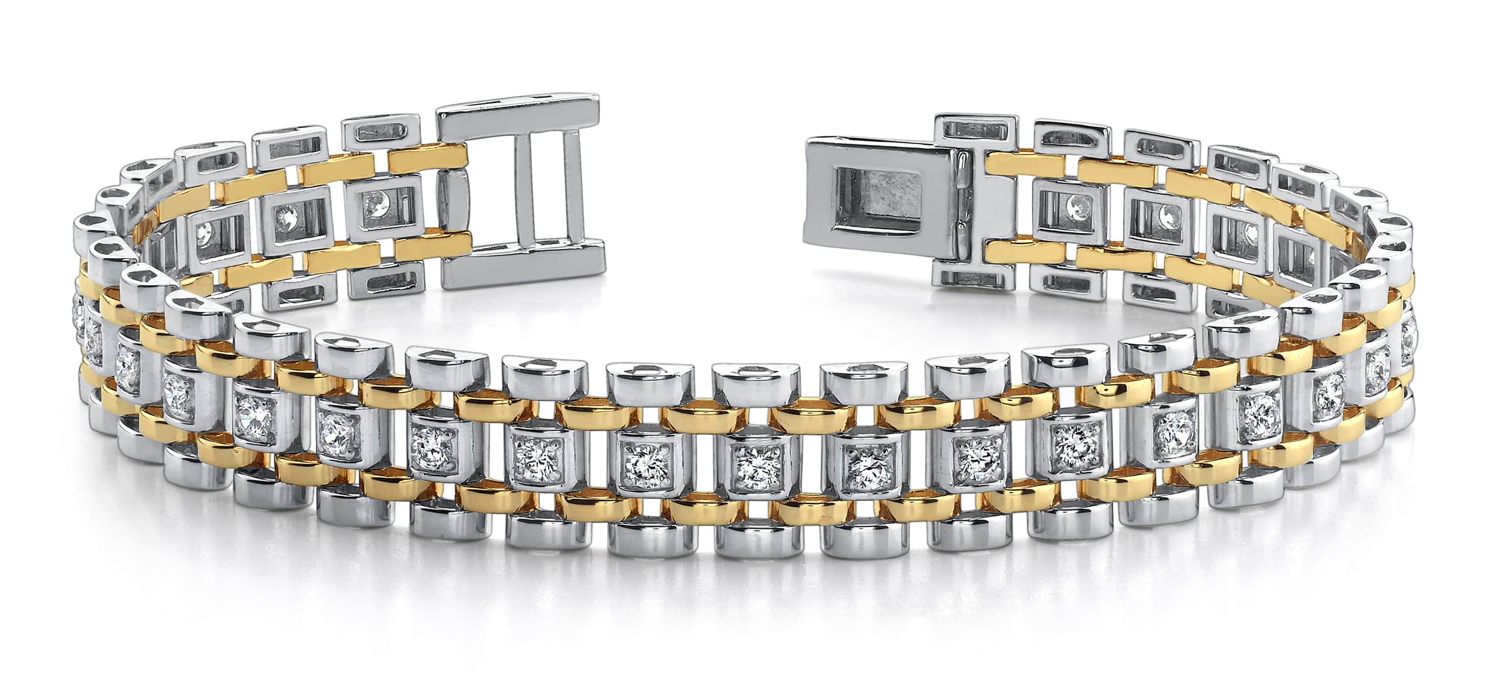 Mens Diamond Link Bracelet Available In Gold Or Platinum