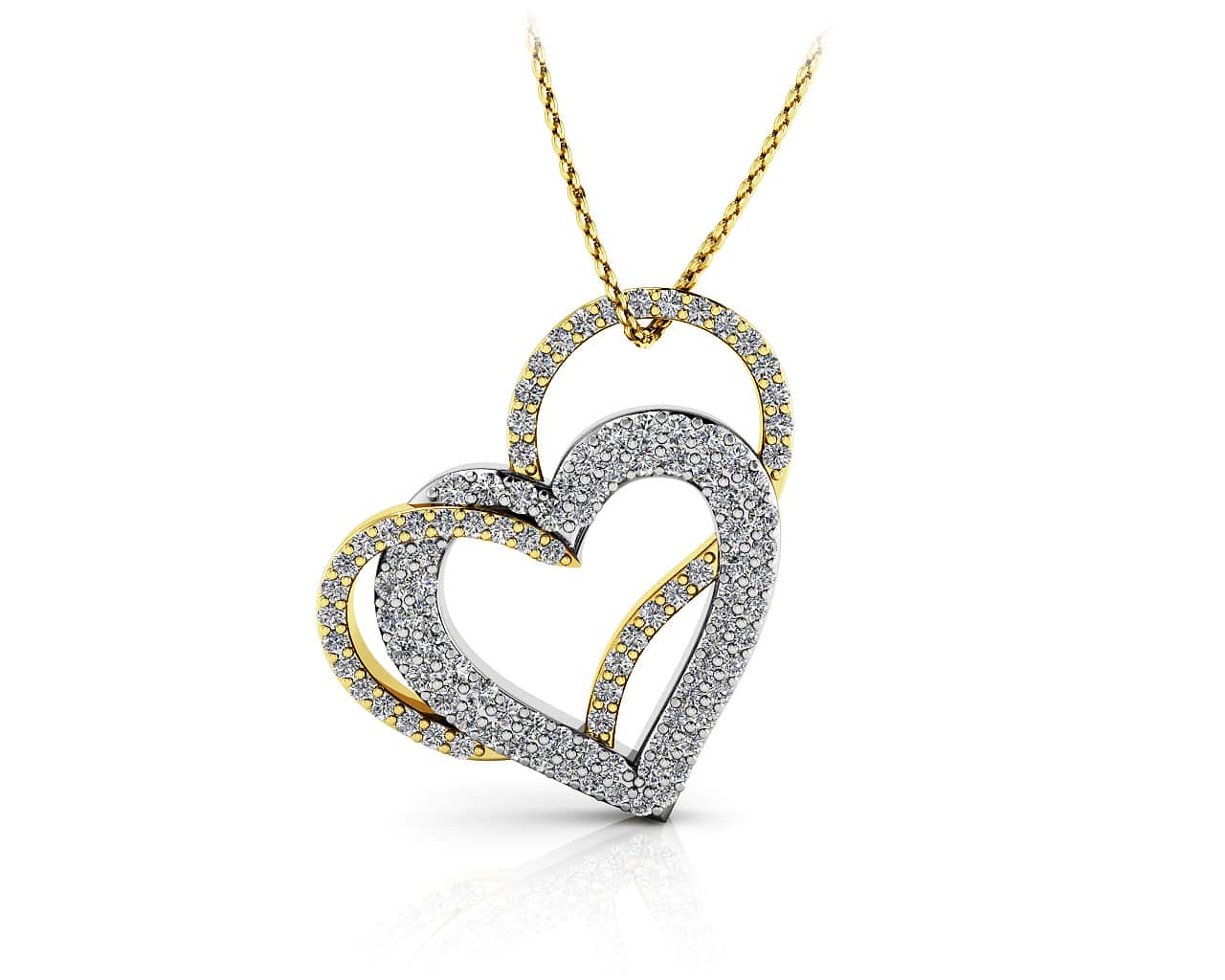 Cascading Diamond Heart Pendant Necklace