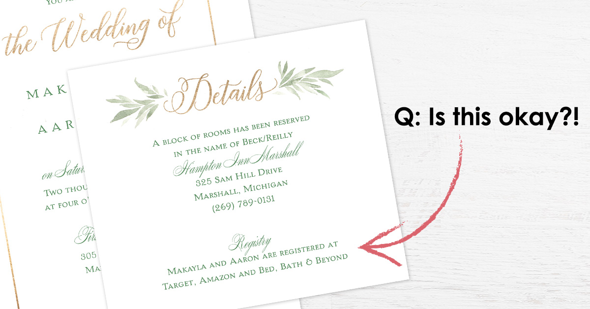 Q&A Can We Put Registry Information on Our Wedding Invitations?