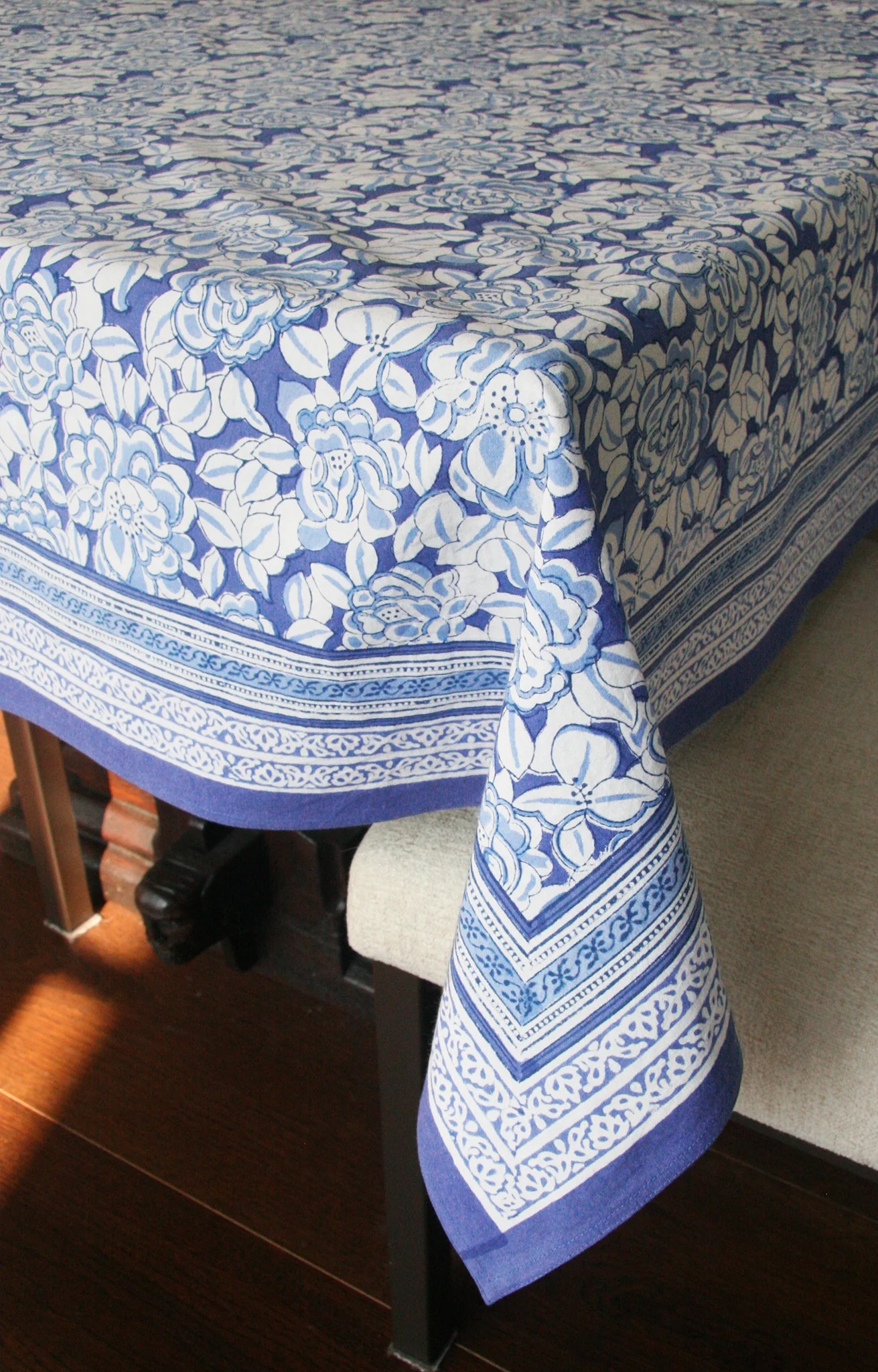 Table Linens in Porcelain Flower Blue Anokhi USA