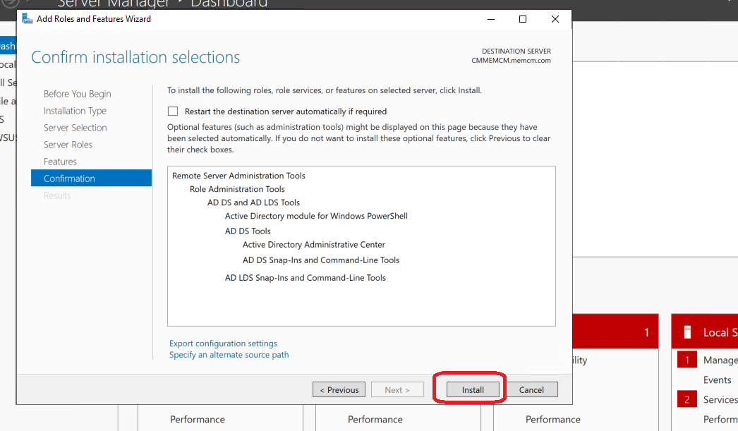 Install Active Directory Users Computers For SCCM