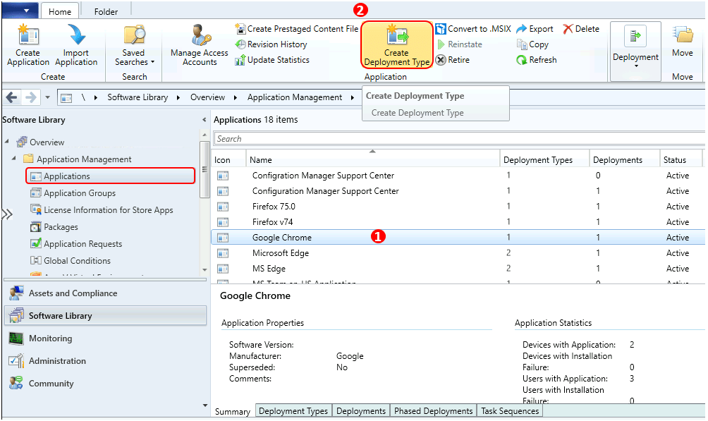 SCCM Application Supported Deployment Types ConfigMgr Endpoint