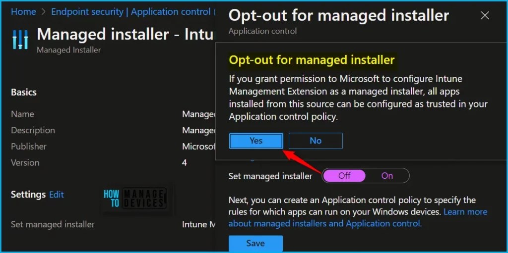 Remove Intune Management Extension as Managed Installer HTMD