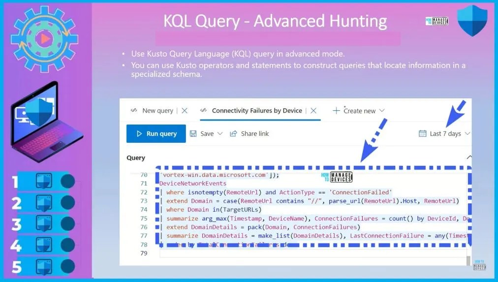 MS Defender Advanced Hunting Using KQL Queries HTMD Blog