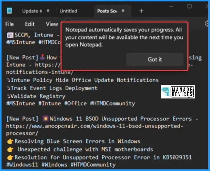New Notepad Auto Save Option for Windows 11 HTMD Community Modern