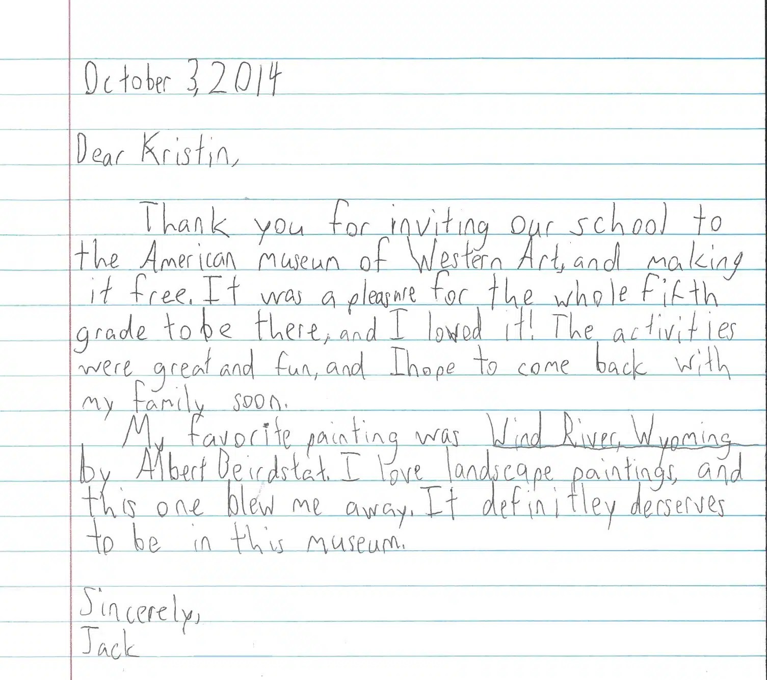 Teacher & Student Feedback American Museum of Western Art