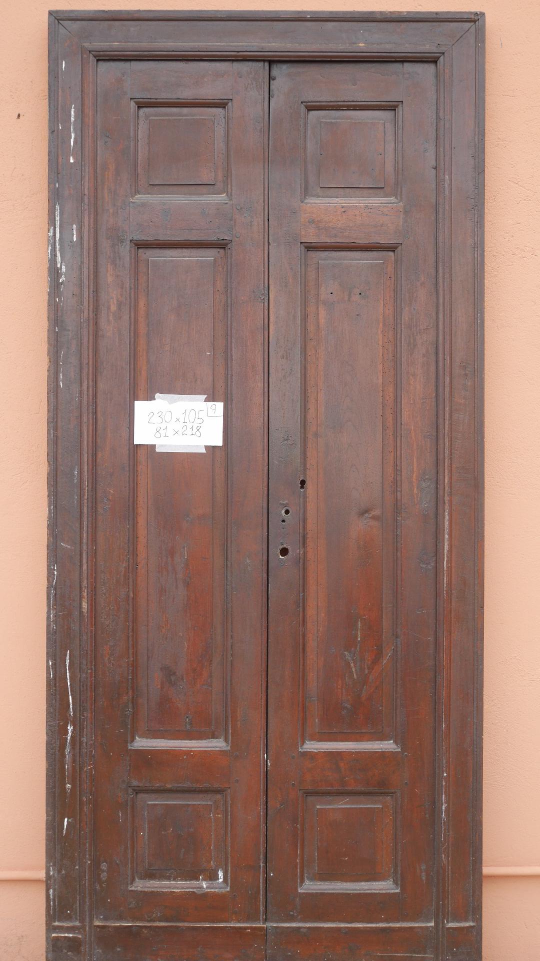 PORTA A DUE ANTE IN NOCE MASSELLO '800 PANNELLATA PORTONCINO 81x218 N9