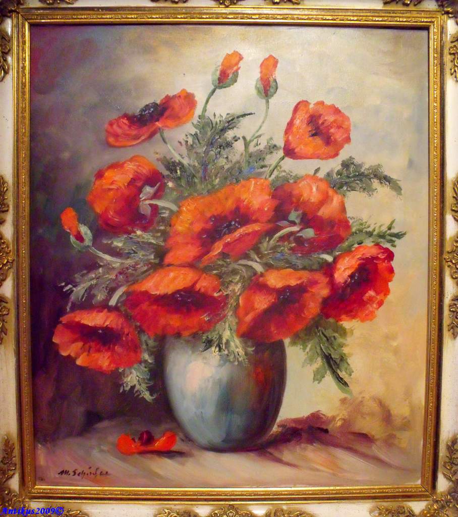 M. SCHÄFER (DÜSSELDORF), STILLEBEN VASE MIT MOHNBLUMEN eBay