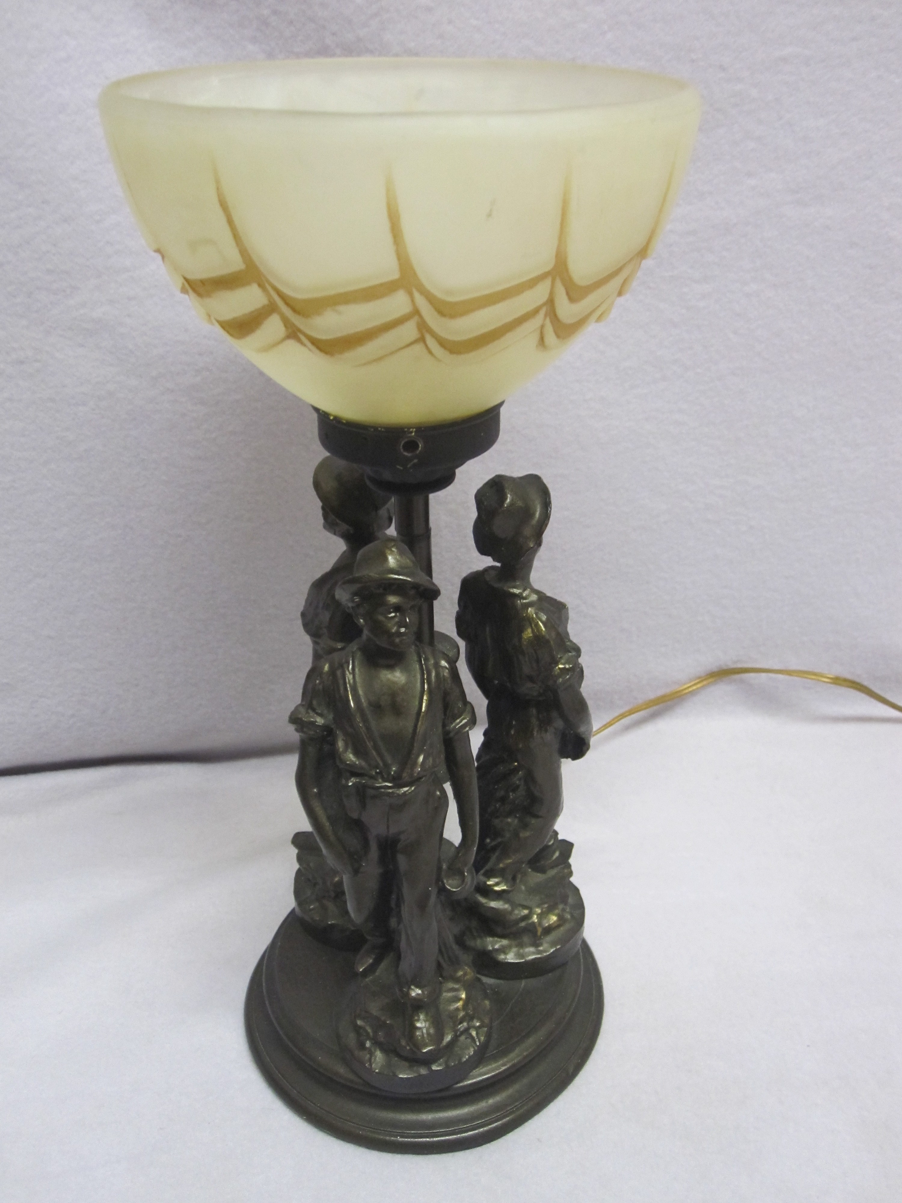 Tischlampe Figur mit Schirm Tischleuchte Lampe Antik