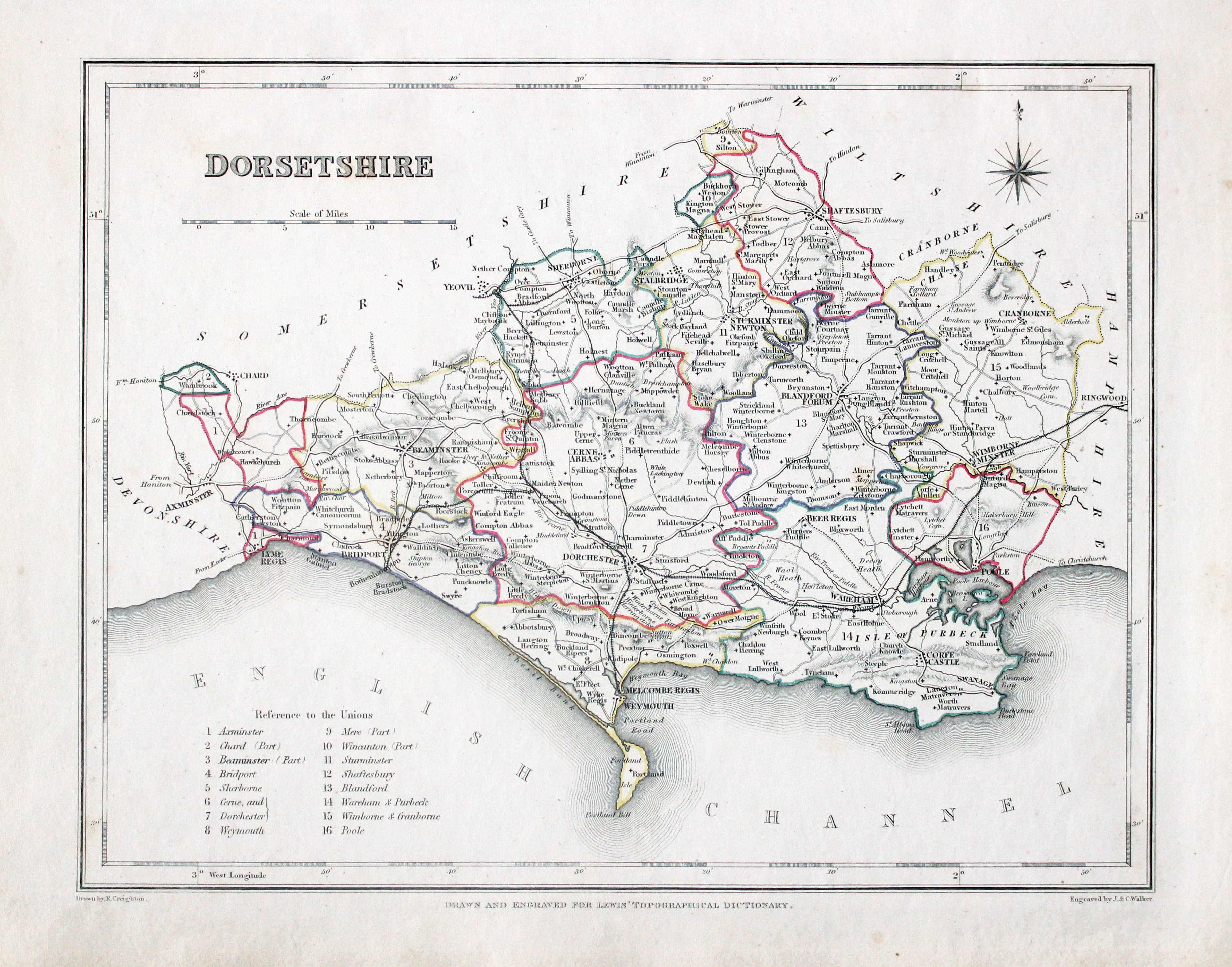 Antique Maps of Dorsetshire, England Richard Nicholson