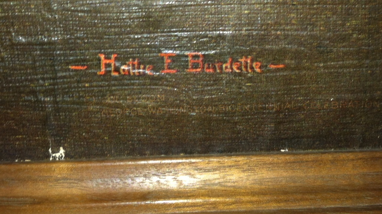 1932 Hattie E. Burdette Litho on Canvas Antiques Board