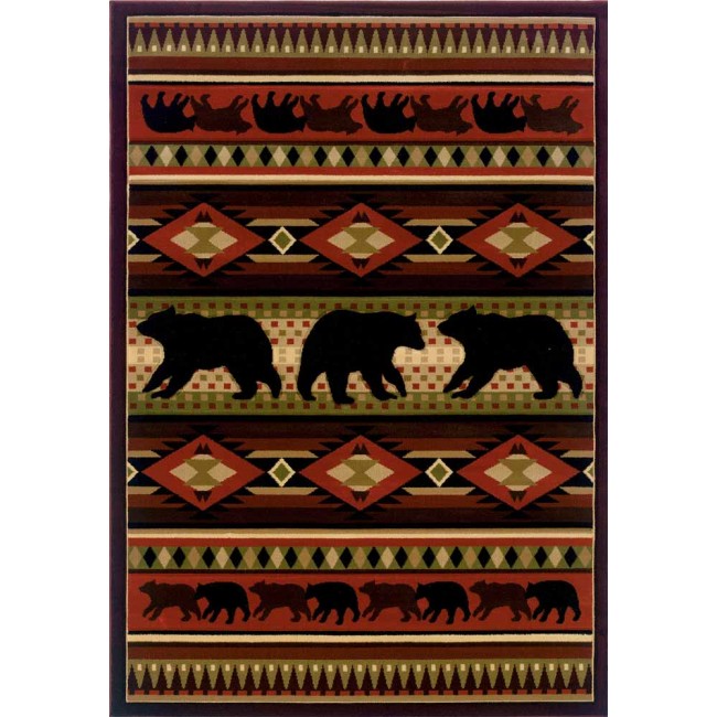 Native Bear Cabin Rug Rustic Cabin Rugs