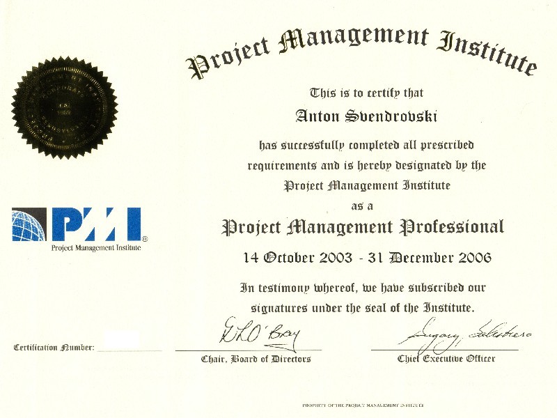 Website of Anton Svendrovski Professional Certification