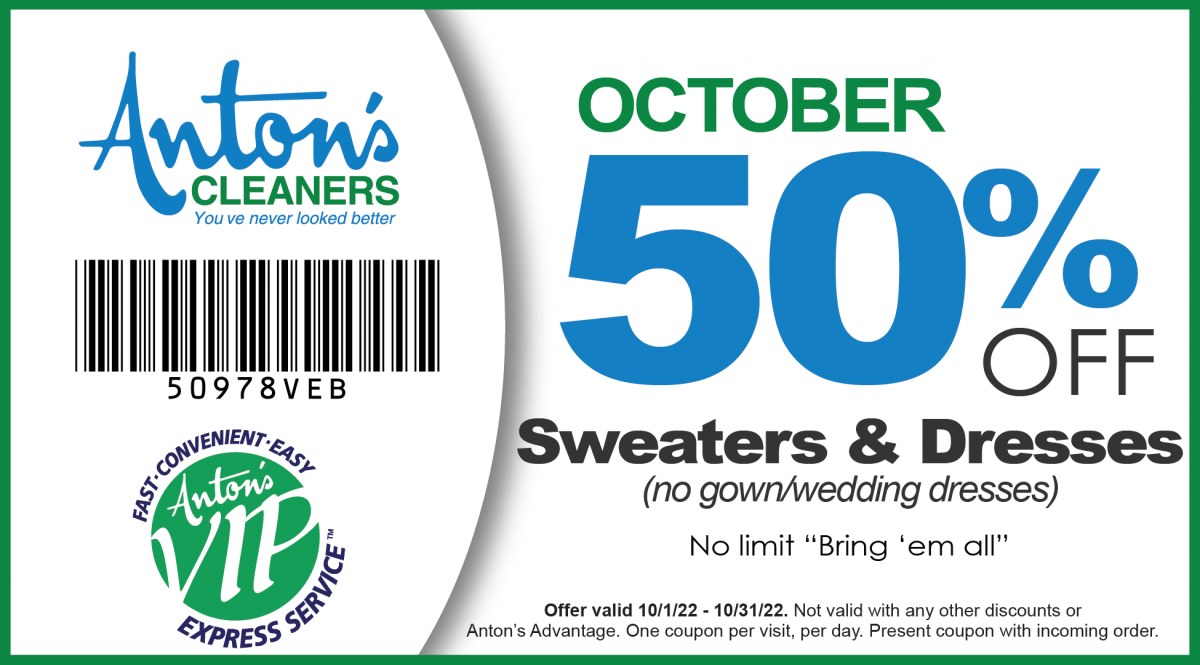 OCTOBER 2022 VIP COUPON Anton's Cleaners Anton's Cleaners