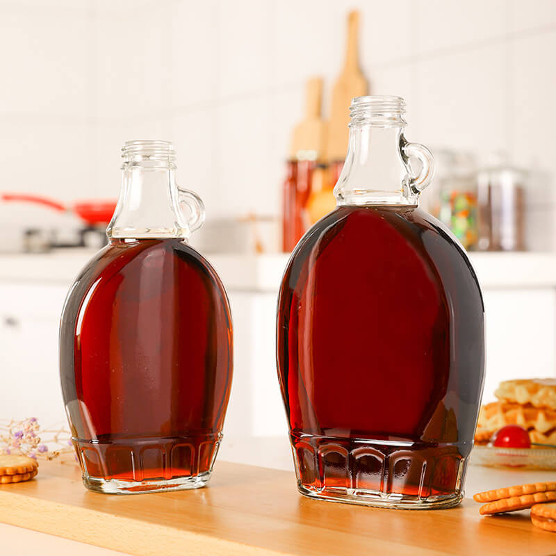China 8oz Flat Handle Syrup Glass Bottle with Cap factory and
