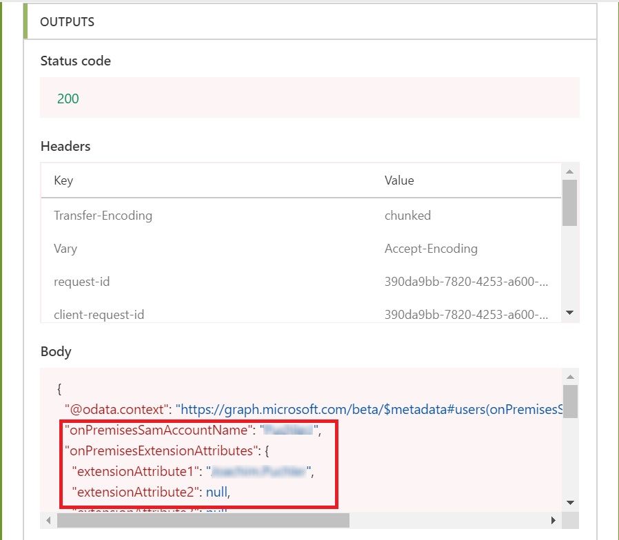 Access OnPremise Extension Attributes from Azure AD in MS Flow Cloud