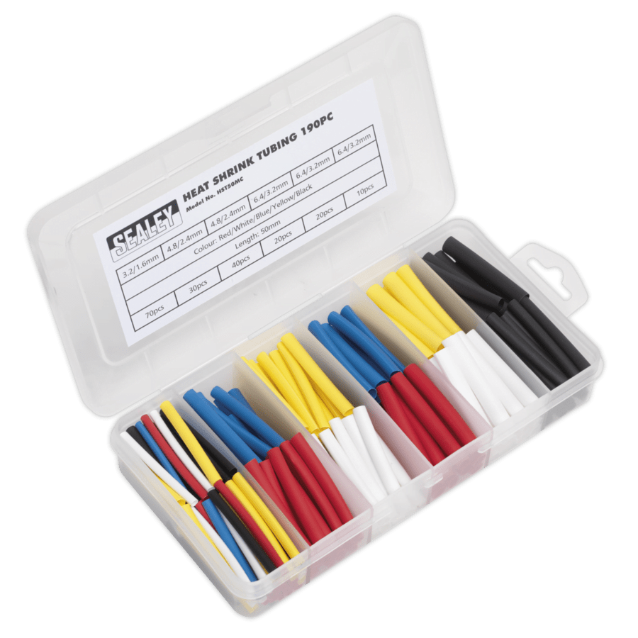 Heat Shrink Tubing Assortment 190pc 50mm Mixed Colours Anvil Tool