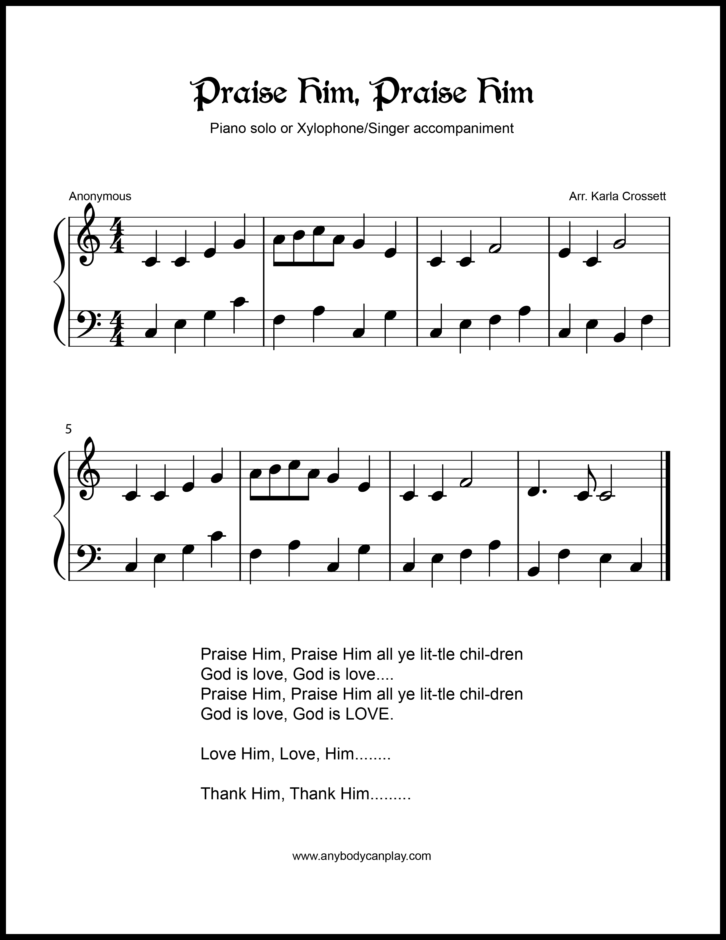 Easy Xylophone Sheet Music