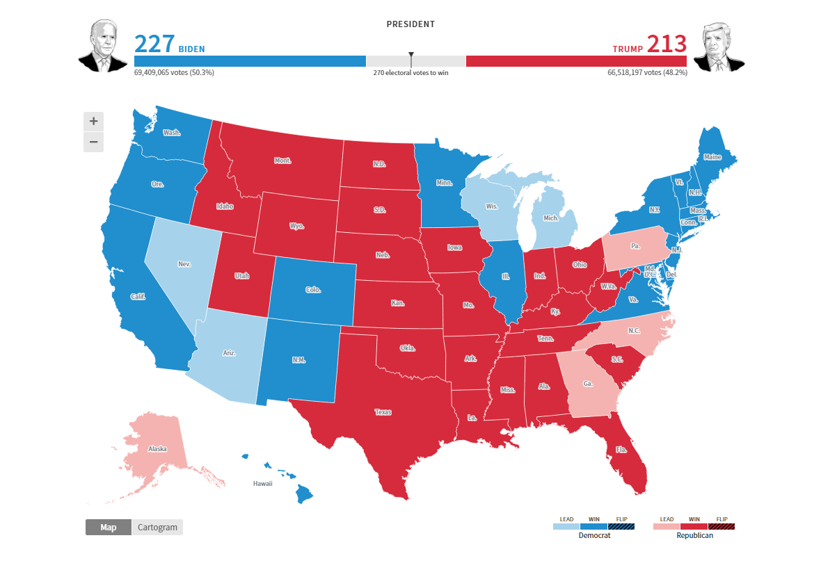 270 To Win Interactive Map Election Maps Visualizing 2020 U.s. Presidential Electoral Vote Results