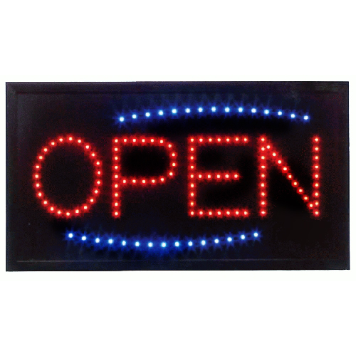 Animated LED Open Sign Rectangular with Blue Accents LED