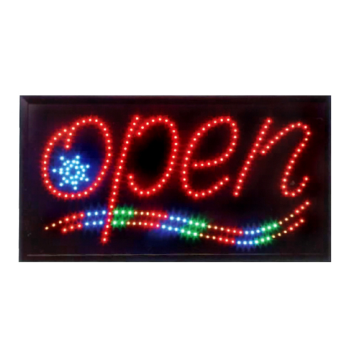 Animated LED Open Sign with Star and Waves LED Display