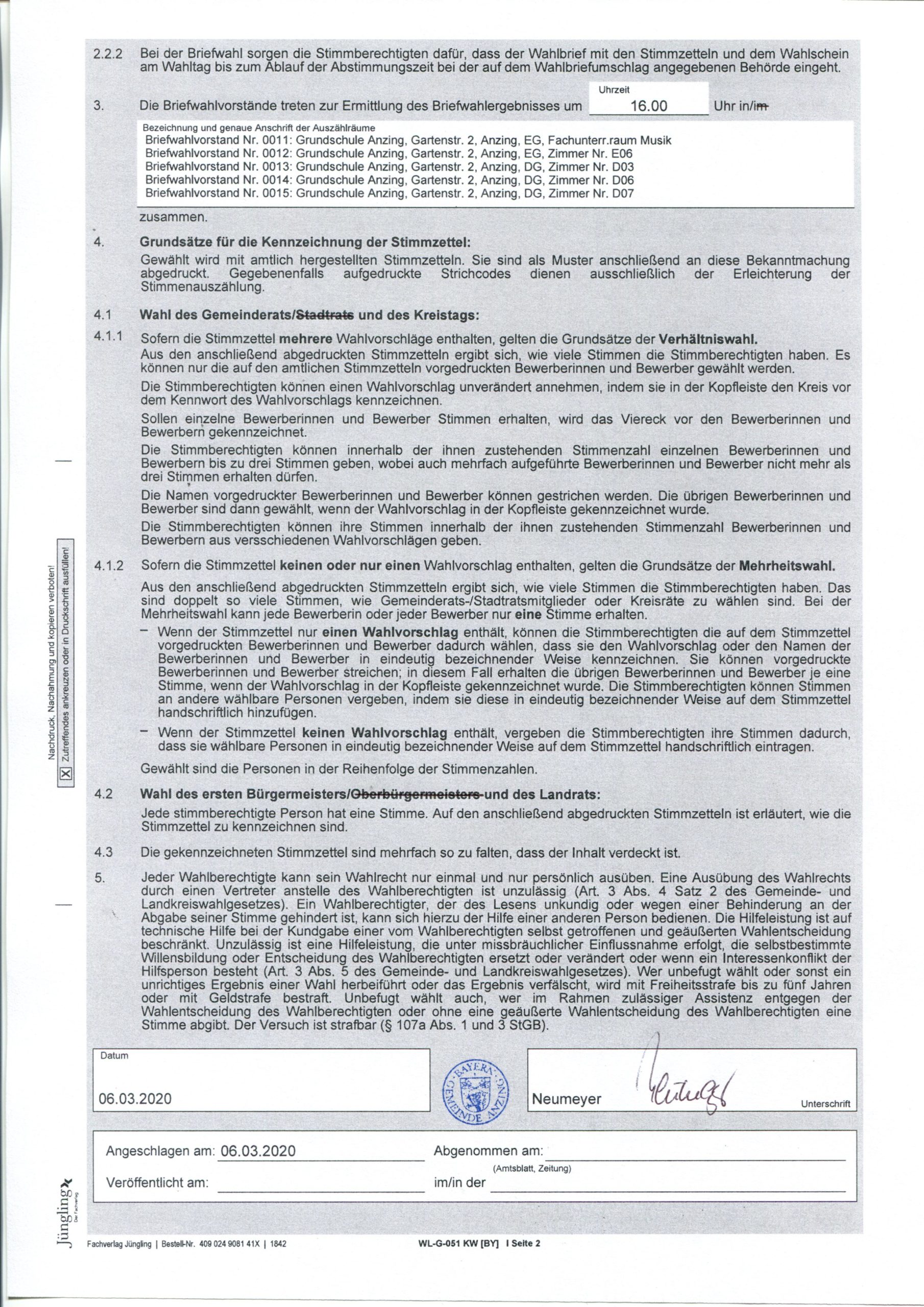 Kommunalwahl 2020 Gemeinde Anzing