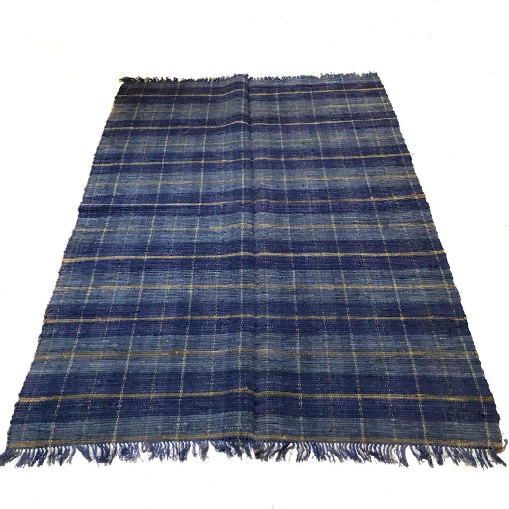 Vintage Blue Rag Rug Blue Rug Vintage Rug Handmade Rug