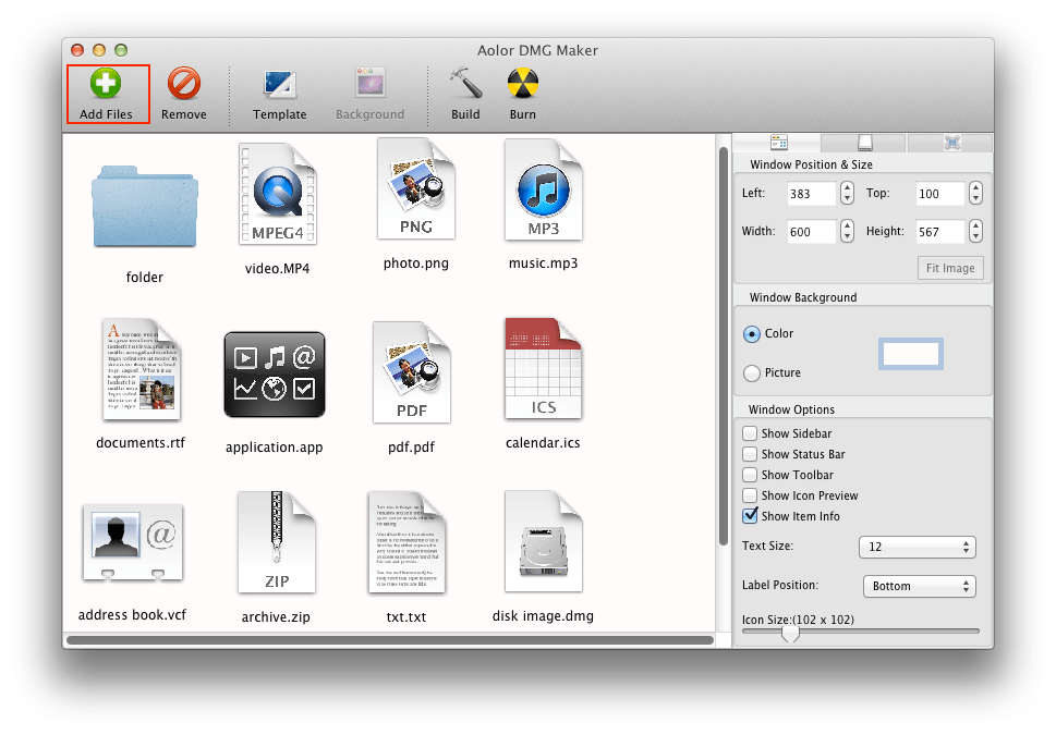 How to create DMG disk image on Mac OS X with DMG Maker for Mac Aolor