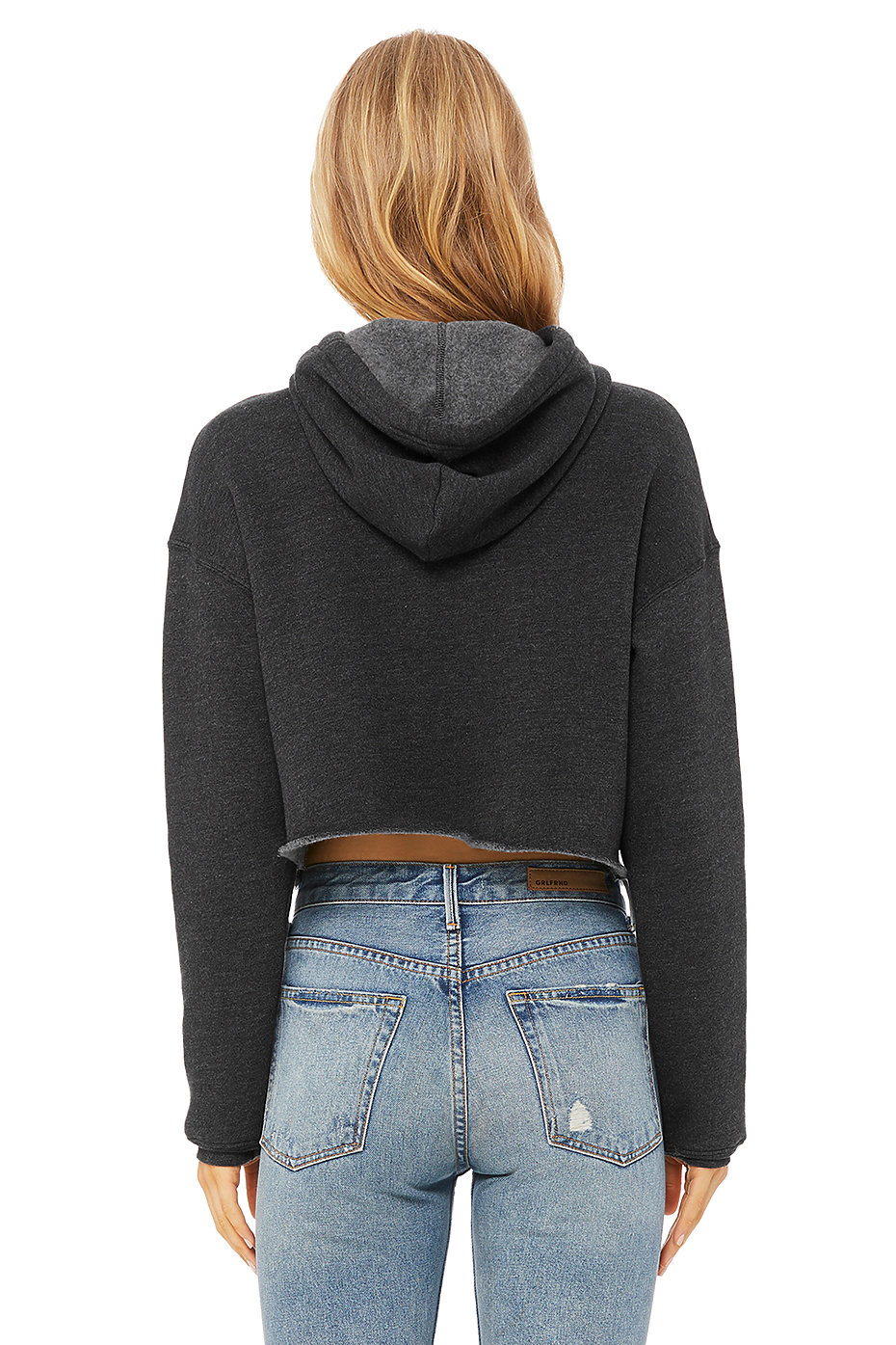 Ladies Cropped Raw Edge Hoodie AOP+ Easy Print on Demand