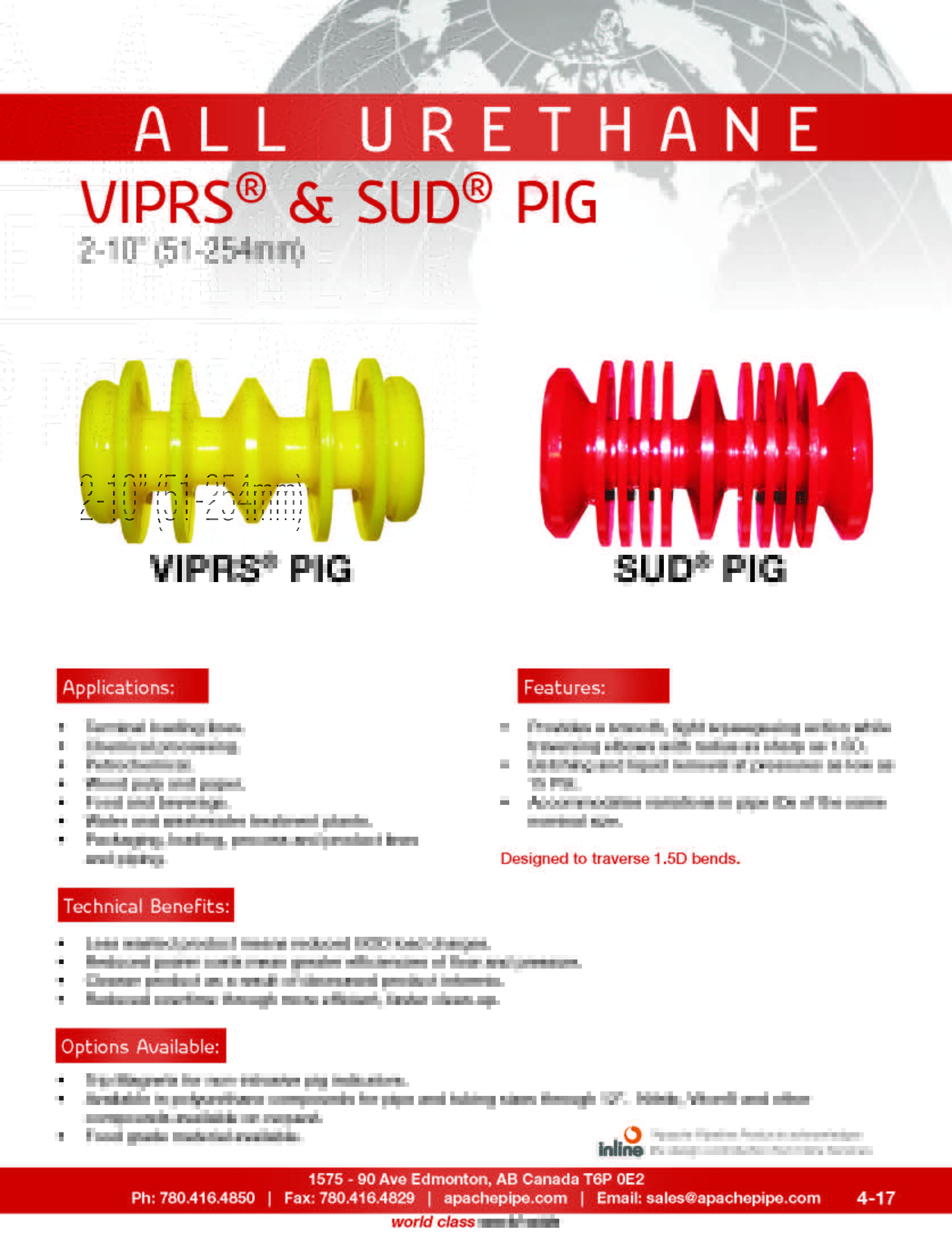 VIPRS® PIG (210") Pipeline Pigs Apache Pipeline Products