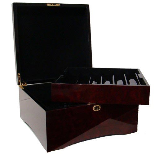 750 Ct Mahogany Wooden Case w/ Hi Gloss Finish Apache Poker Chips