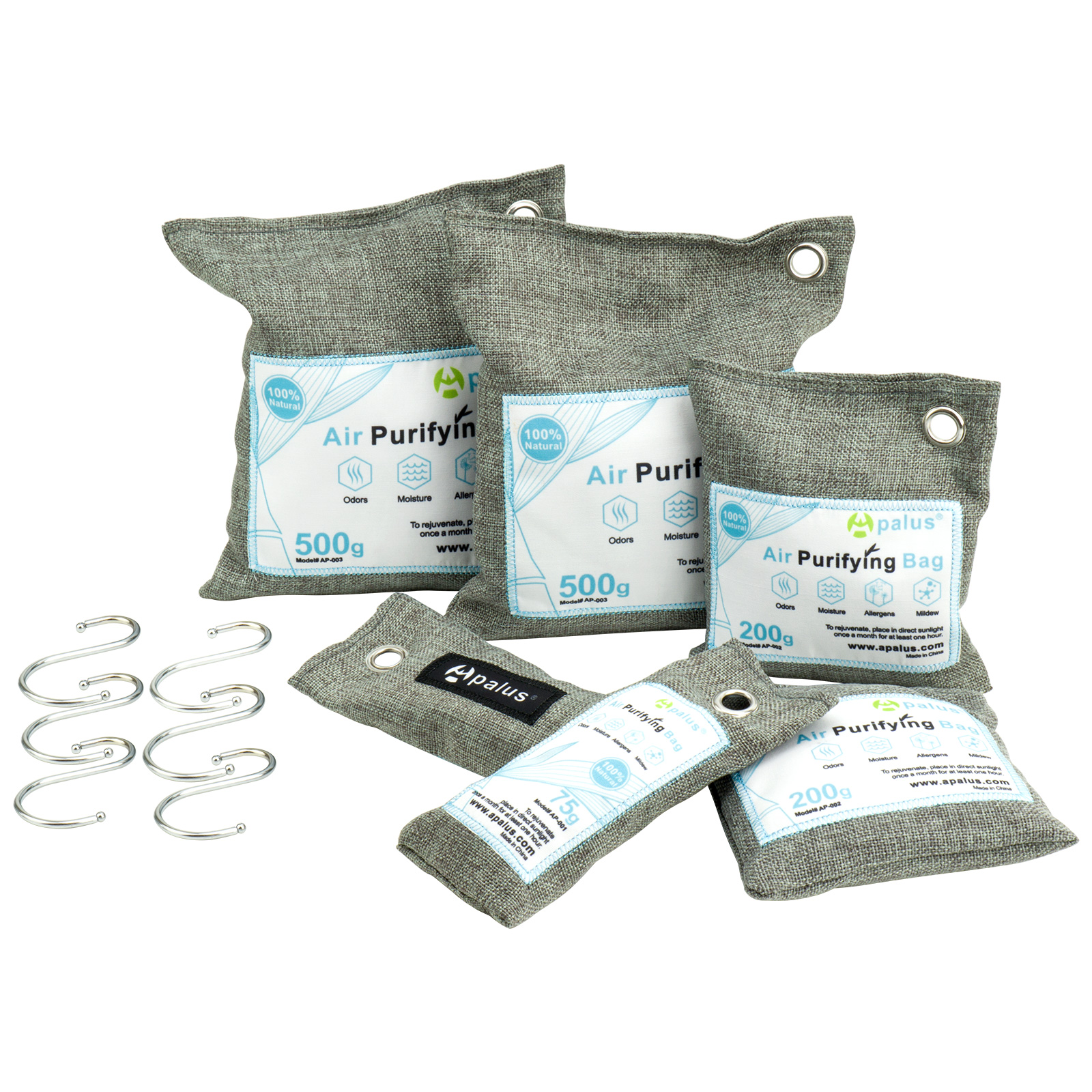 Apalus Air Purifying Bag, Reusable Bamboo Activated Charcoal Air
