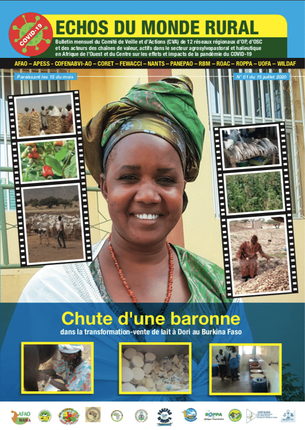 Magazine ECHOS DU MONDE RURAL. Bulletin mensuel du Comité de Veille et d’Actions de 12 réseaux régionaux d’OP, d’OSC et des acteurs des chaînes de valeur, actifs dans le secteur agrosylvopastoral et halieutique en Afrique de l’Ouest et du Centre sur les effets et impacts de la pandémie du COVID-19
