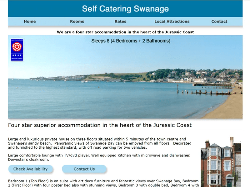 Self Catering Swanage website project from Apexweb LTD