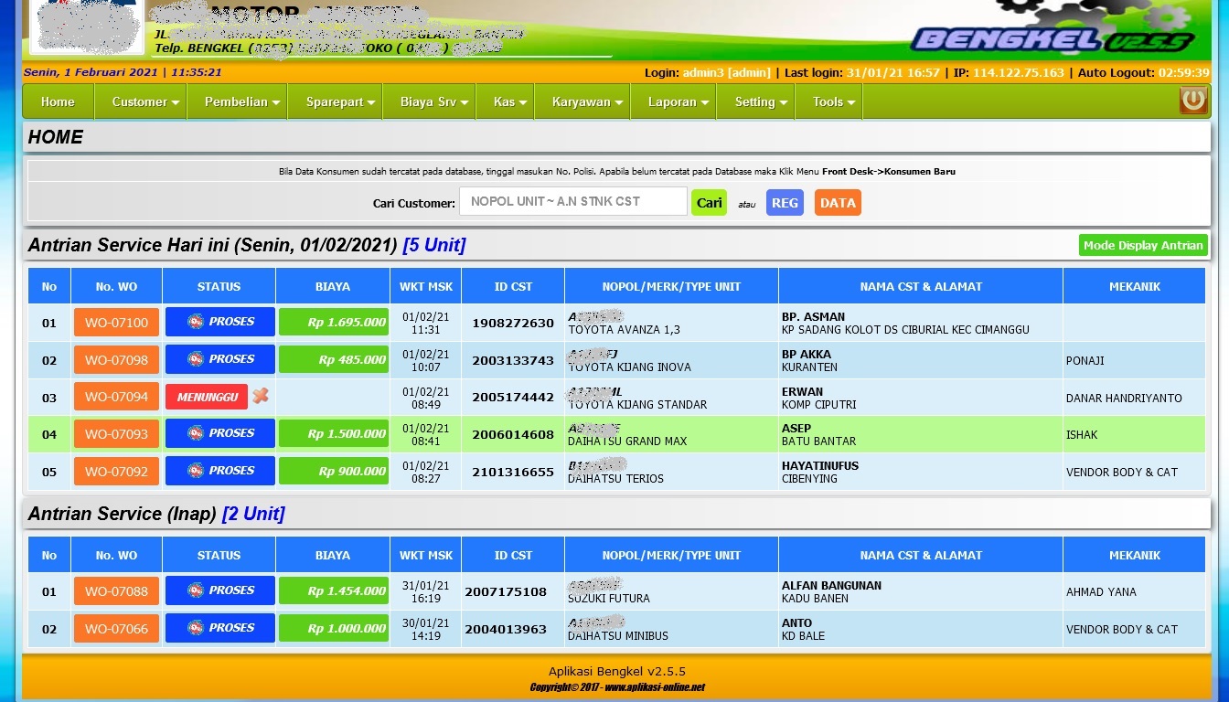 Aplikasi Bengkel Mobil Online v2.5.5