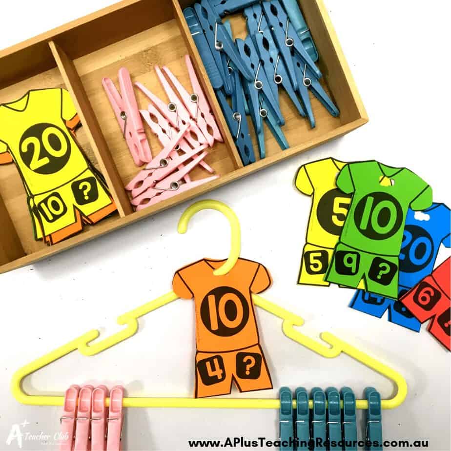 FREE Addition Game Printable {Clothes Hangers & Pegs}